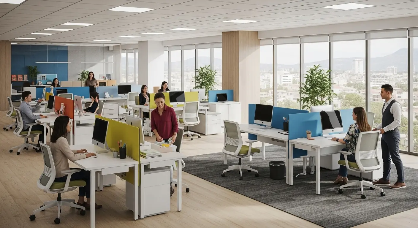 arquitectos en El Salvador diseñando oficinas flexibles para trabajo híbrido